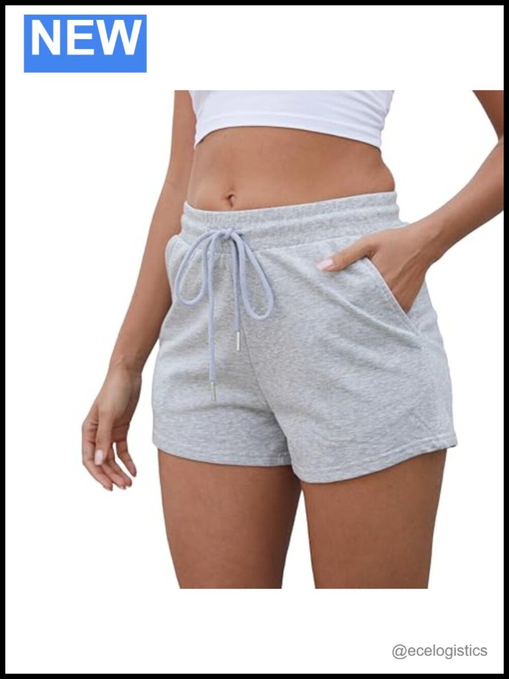 High Waist Drawstring Cotton Blend Running Shorts with Pockets